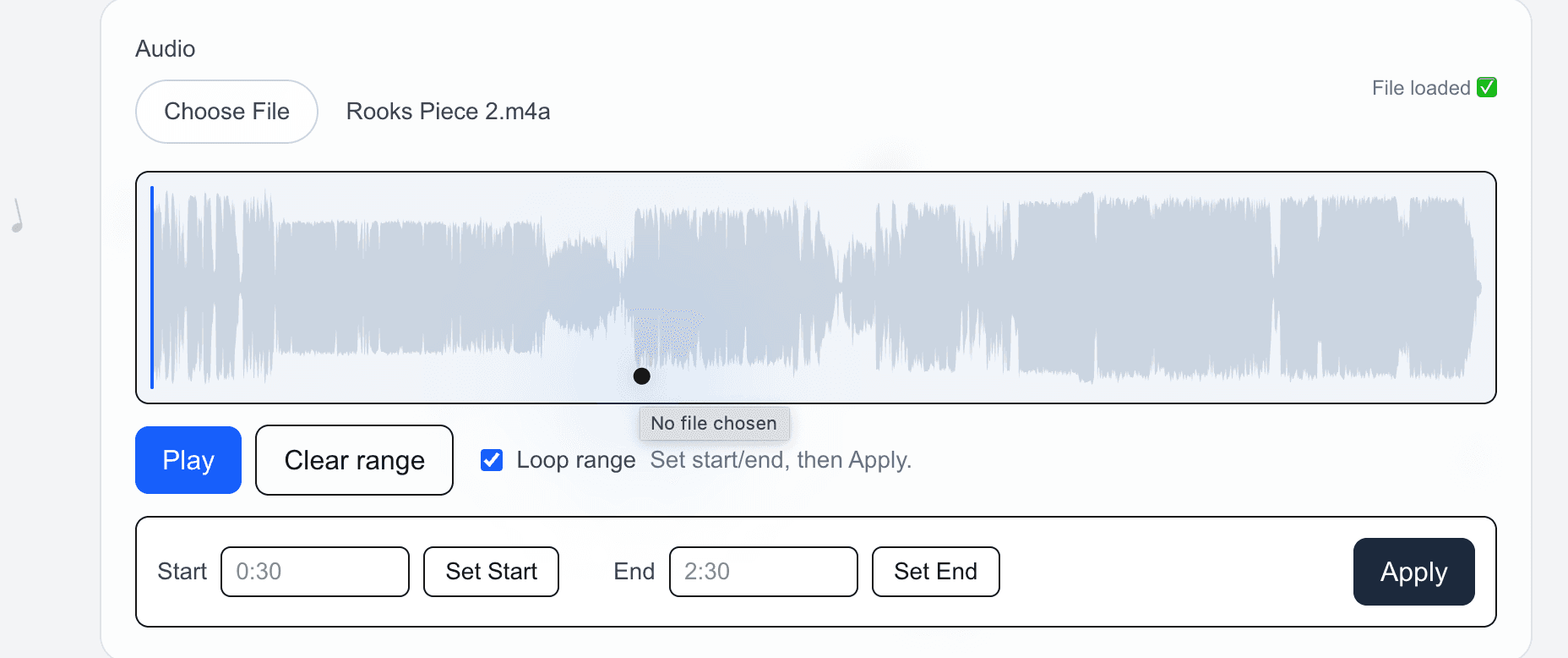 Waveform UI with loop range selection