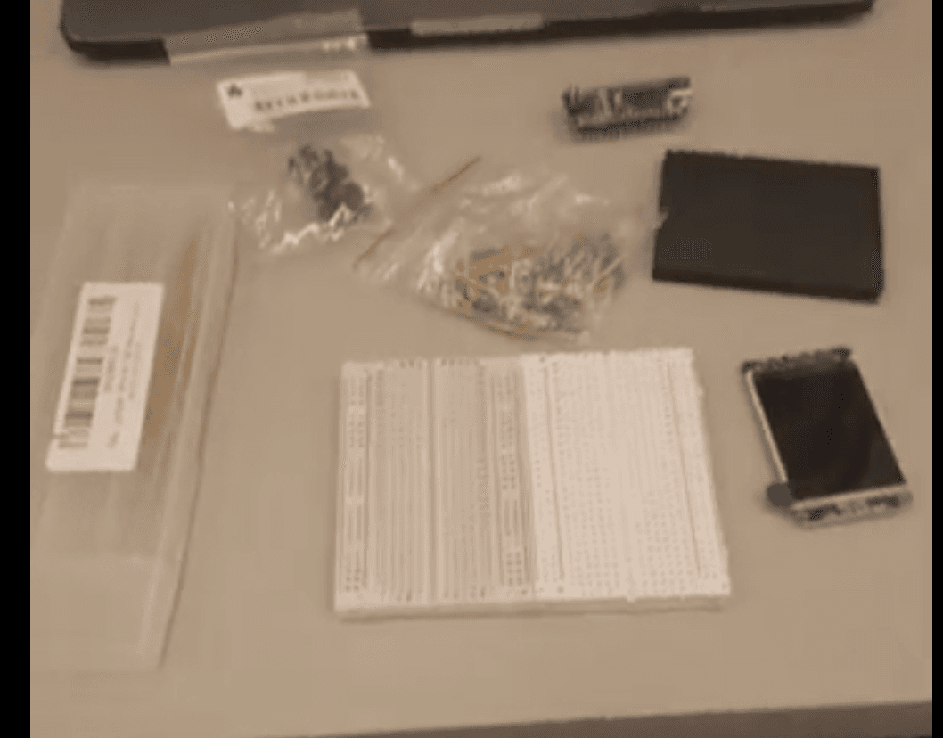 Initial Tetris project materials on desk